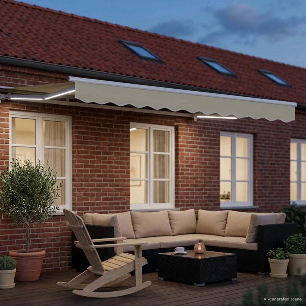 Cornice per Tenda Manuale con LED Crema e Bianco 2,5 x 2 m 3420497