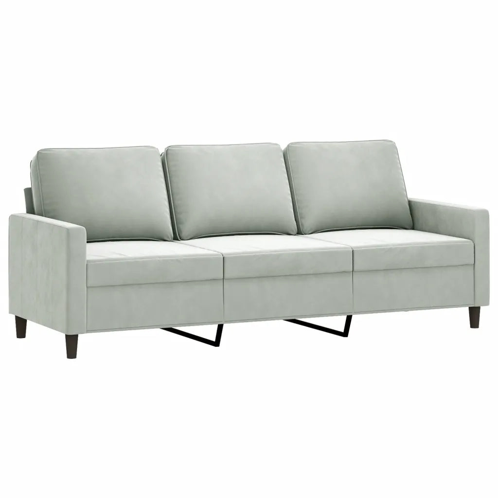 Divano a 3 Posti-Sofa 3 Posti Grigio Chiaro 180 cm in Velluto 499067