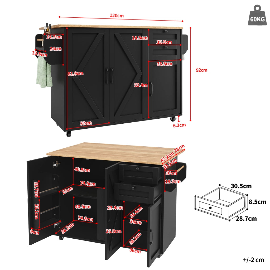 Tavolo da Pranzo con Vano Contenitore e Ripiani ¨C MINIMAL ¨C Nero, Effetto Legno