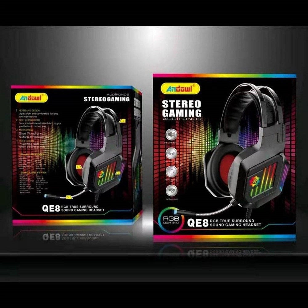 Trade Shop - Cuffie Gaming Da Gioco Stereo Bass Con Microfono Luci A Led Rgb Per Ps4 Pc Qe8 -