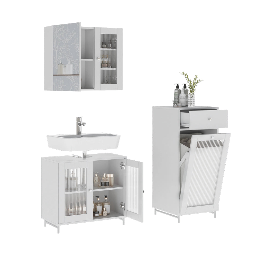 Set di mobili da bagno Vicco bianco, con mobile a specchio, 3 parti