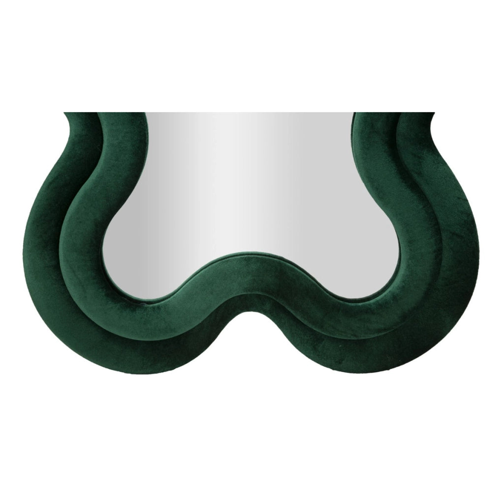 Specchio da parete Monica wavy in velluto verde 67x166 cm