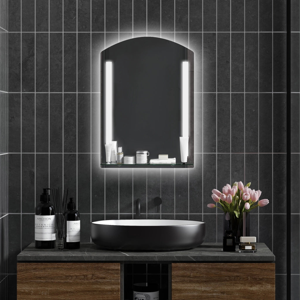 Specchio Bagno con Luci LED e Ripiano Vetro ¨C Minimal ¨C 70x50 cm