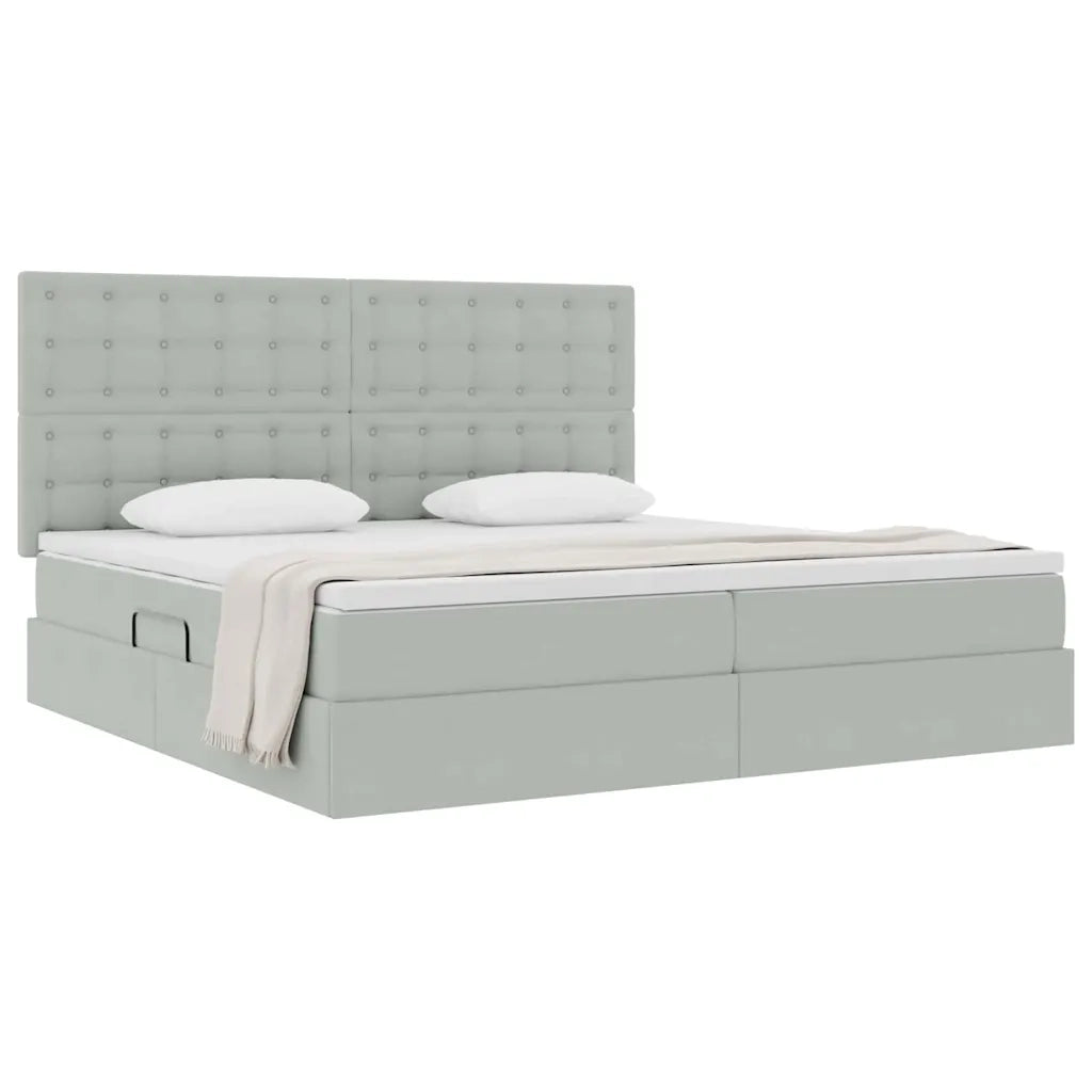 Letto con contenitore e materasso Grigio chiaro 200 x 200 cm 3372171