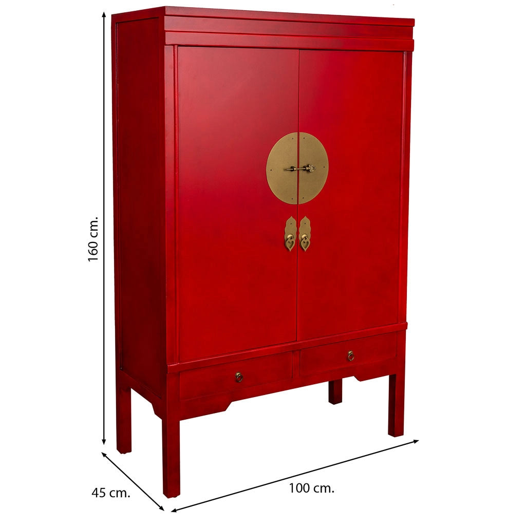 Armadio in legno con 4 cassetti e 2 porte 63x26x100