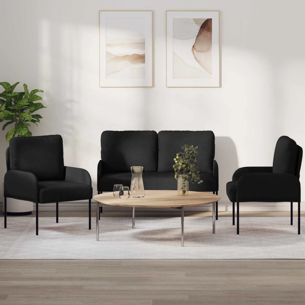 Set divani 3 pcs Nero 115 x 56 x 80 cm Legno compensato 3406210