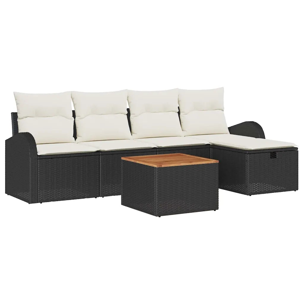 Set Divano da Giardino con cuscino 6 pcs Nero Poly Rattan 3360834