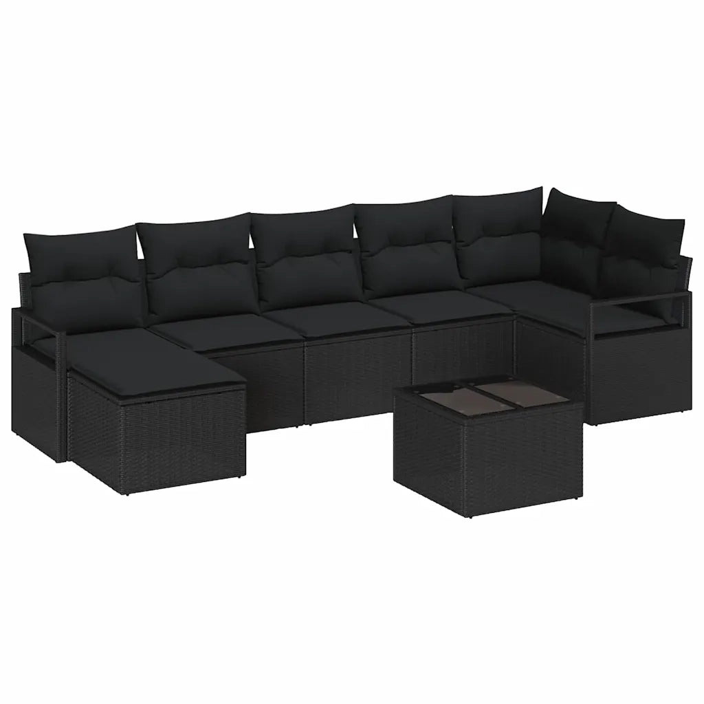 Set di divani con cuscino 8 pcs Nero polyrattan 3355152