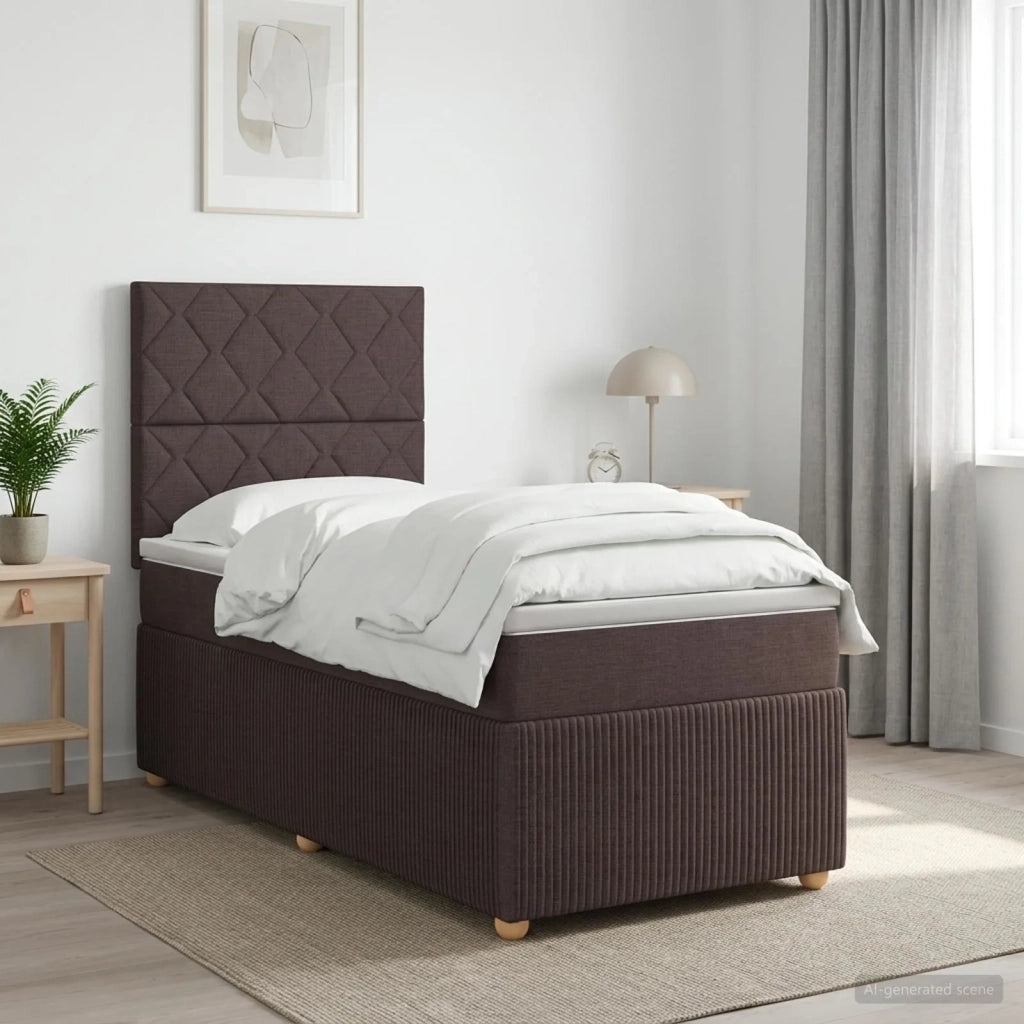 Letto box spring con materasso Marrone Scuro 100 x 200 cm 3454336
