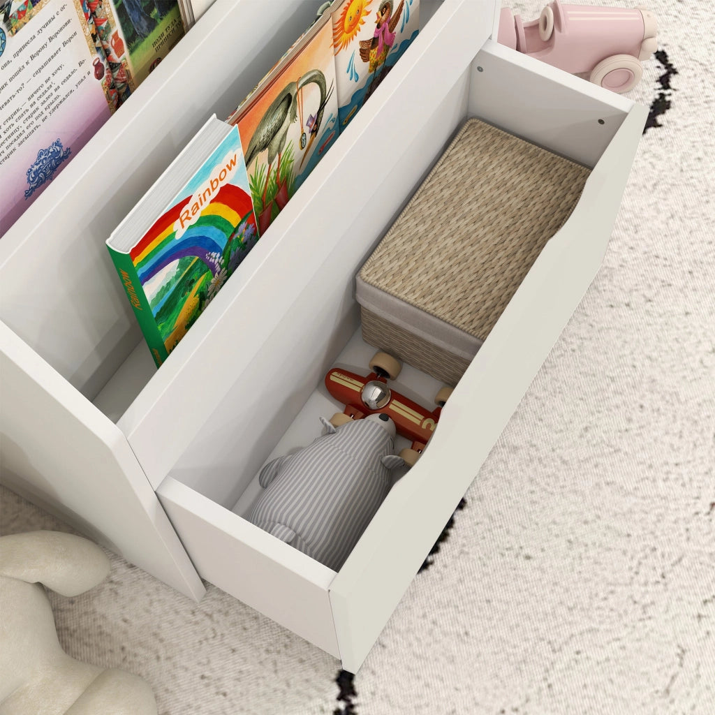 Libreria per Bambini 62.5x30x70 cm 3 Ripiani e Cassetto Inferiore Bianco