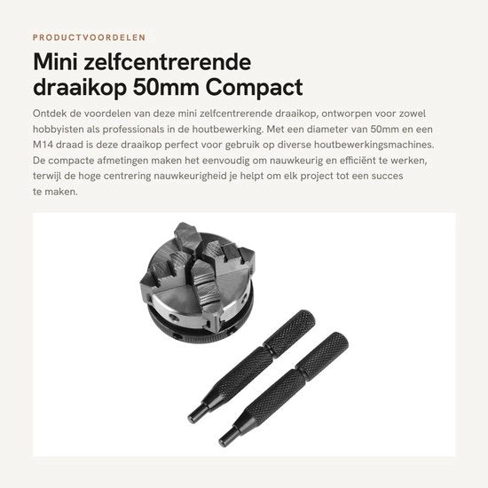 Draaihouder 4-gonfie 50mm - Centratura automatica - Azione manuale - Adatto per macchine per la lavorazione del legno - Alta precisione di centratura