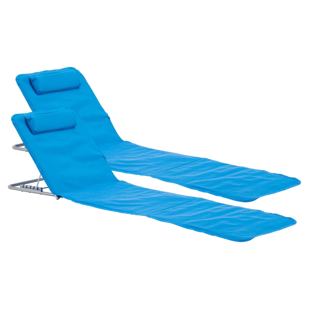 Set di 2 materassini da spiaggia con schienale reclinabile 160 x 49 cm blu 03_0009728