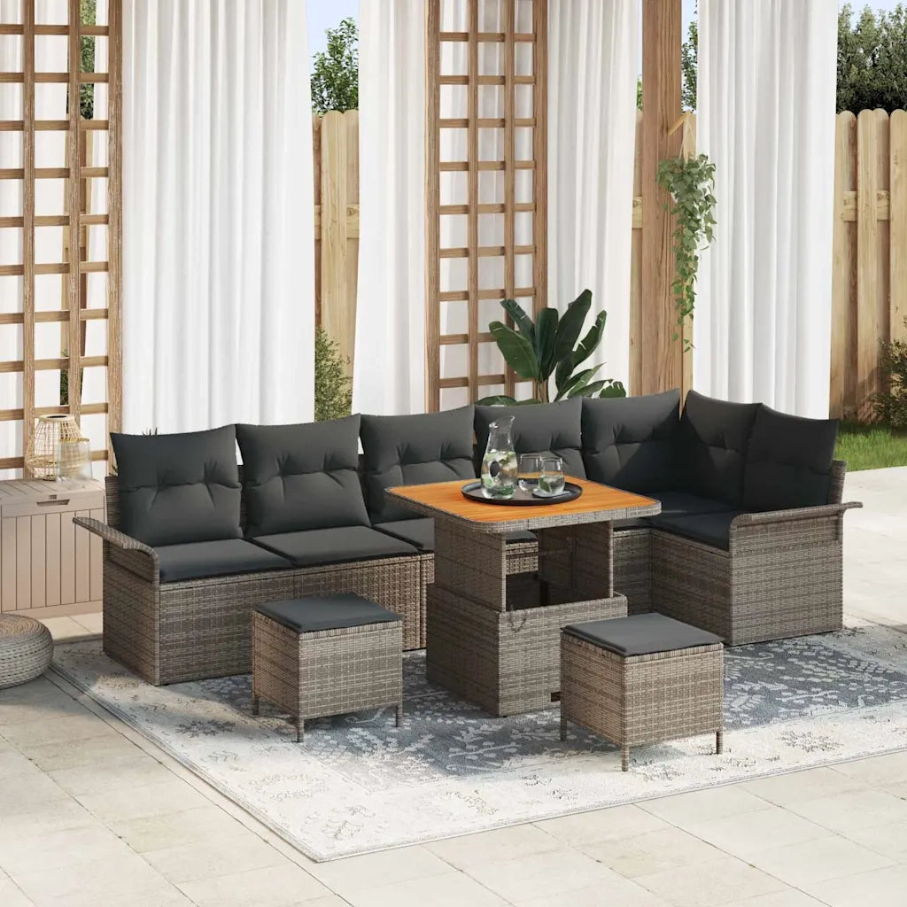 Set Divano da Giardino con cuscino 9 pcs Grigio 3364103