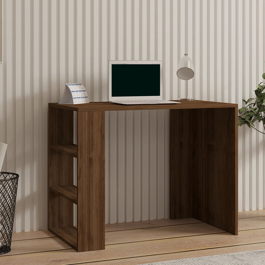 Cancello, Scrivania 3 Ripiani, 90x50x70h cm Marrone Noce