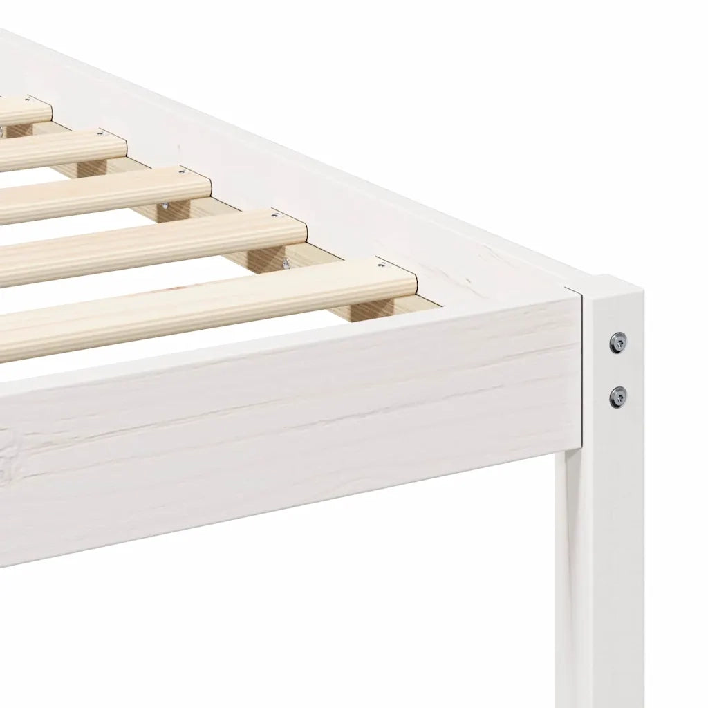 Struttura del letto Bianco 135 x 190 cm Pino massello 873455