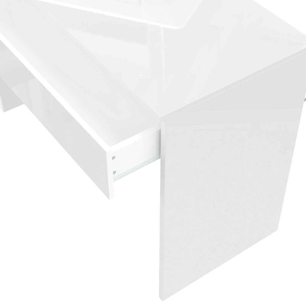 Scrivania lucida con LED, 2 cassetti e 1 vano, per studio e camera da letto, 120 × 50 × 78 cm