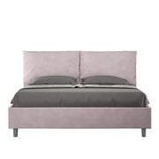 BS COM Letto matrimoniale contenitore doppia alzata imbottito 160x200 microfibra glicine