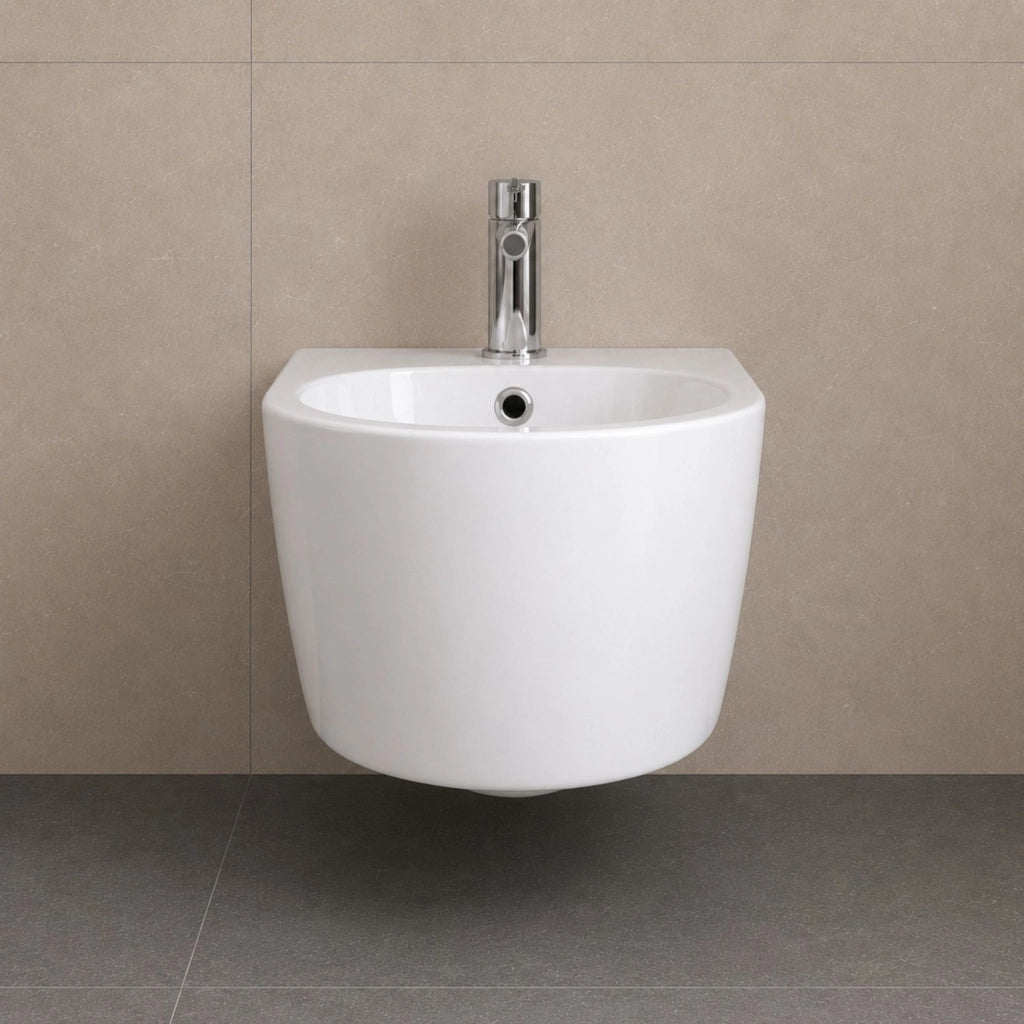 Bidet modello giunone ceramica sospeso bianco lucido per bagno moderno *** accessori senza fissaggi, confezione 1
