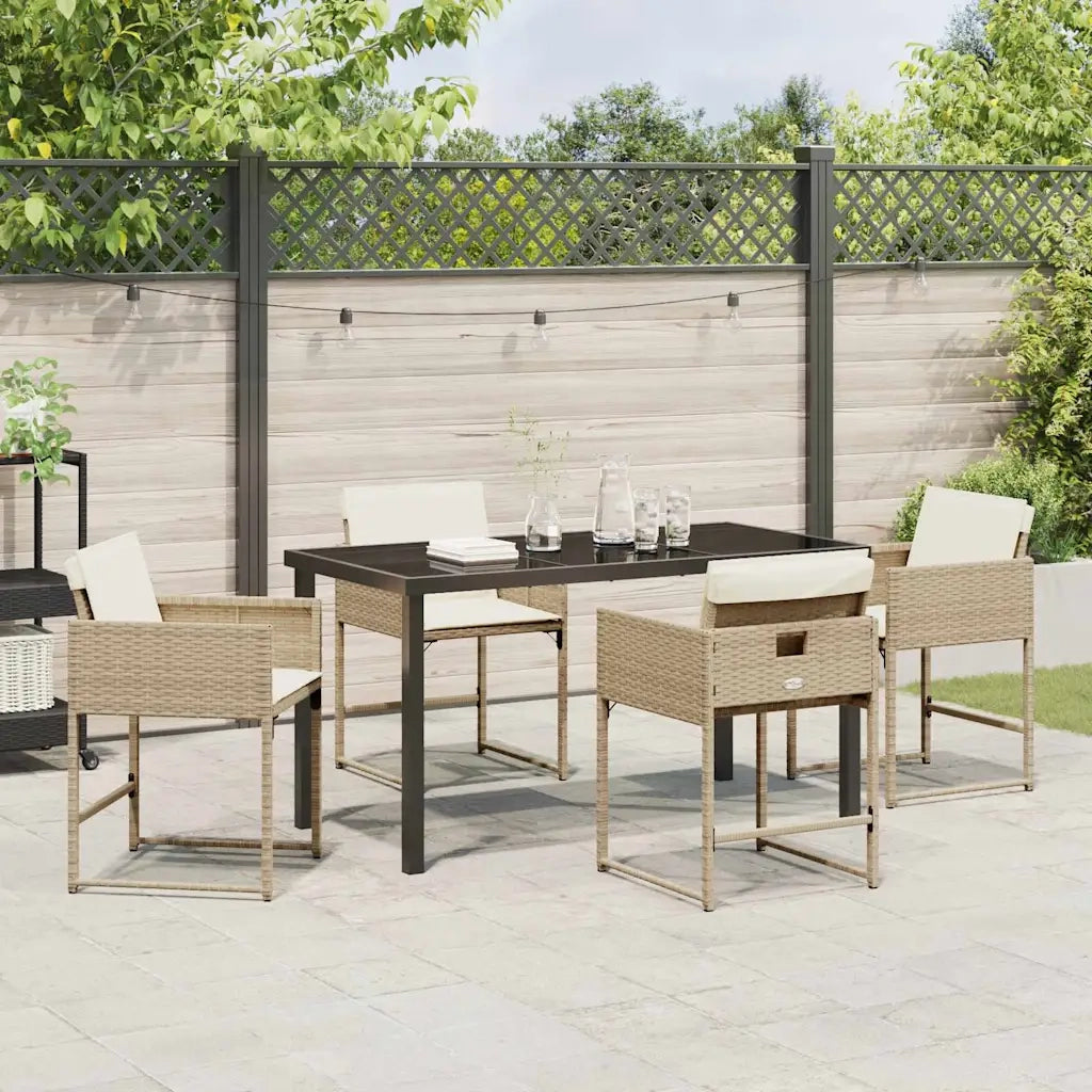 Set da Pranzo per Giardino 5 pcs Beige polyrattan