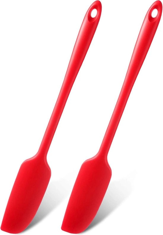 Spatola per pentole in silicone con manico lungo - resistente al calore - 2 pezzi - verde