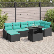 Set Divano da Giardino con cuscino 8 pcs Nero e Blu polyrattan 3349052