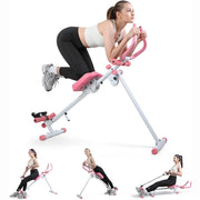 Macchina per Addominali Attrezzo Fitness Multiuso Pieghevole Vogatore in Acciaio Rosa