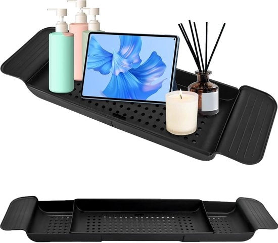 Cassetta per vasca da bagno in plastica - Nero - Resistente allo scorrimento - Disegno di scarico - Progettata per un design compatto - Cassetta per bagno