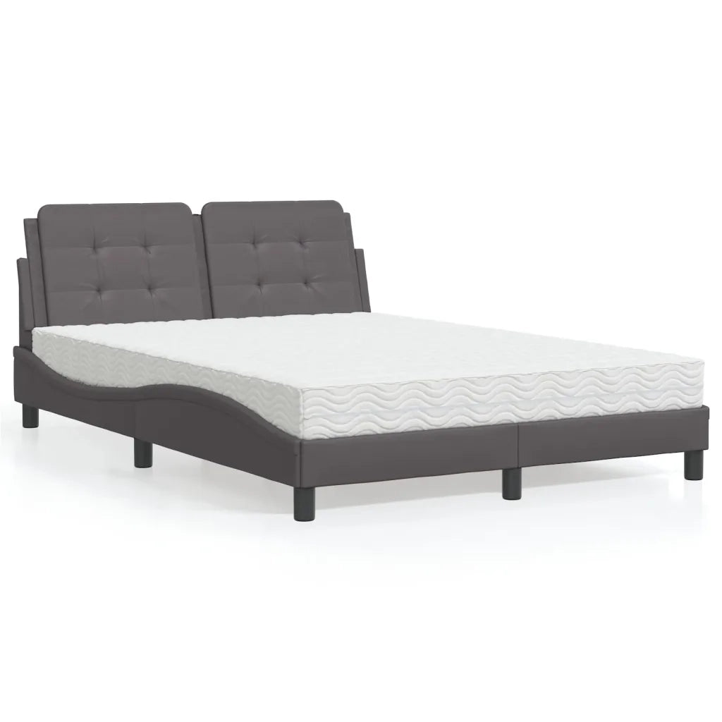 Letto con Materasso Zadar Grigio 140x200 cm in Similpelle