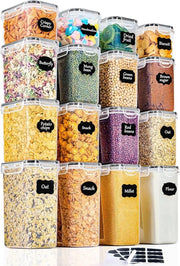 Set di contenitori a chiusura ermetica per la cucina - Organizzatore di cucina - Set da 16 pezzi - Plastica - Diversi formati