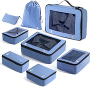 Set di 8 contenitori blu per valigia da viaggio