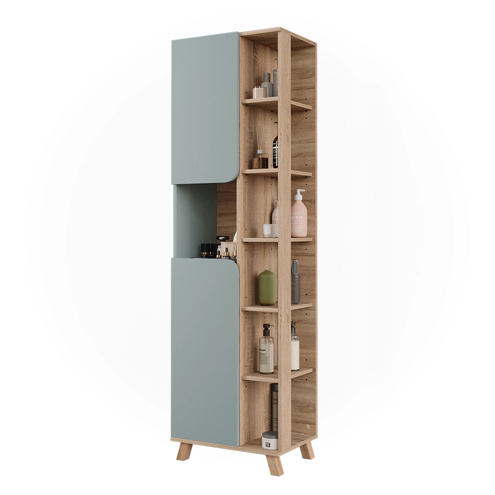 Vicco Mobile da bagno Sonoma/blu 50 x 175 cm con 2 porte