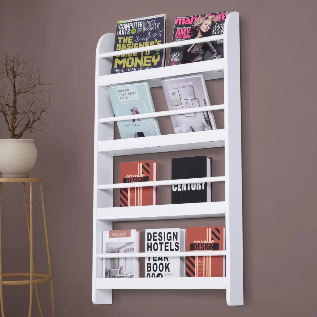 Libreria a Parete con 4 Ripiani ¨C Minimal ¨C 59x12x113cm Bianco