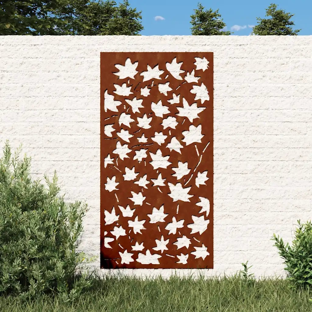 Decorazione Muro Giardino 105x55 cm Foglia Acero Acciaio Corten CFW6985496
