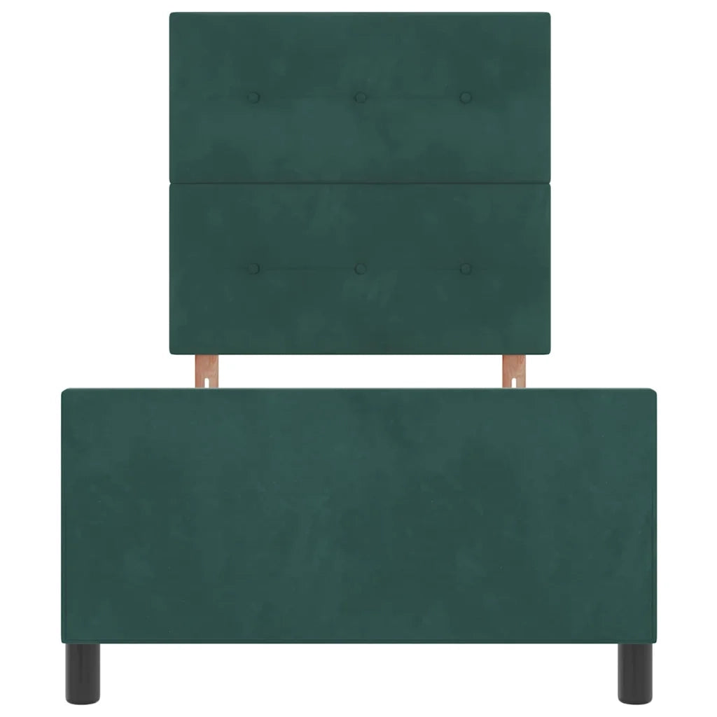 Letto a molle con testiera Verde Scuro 90 x 200 cm Velluto