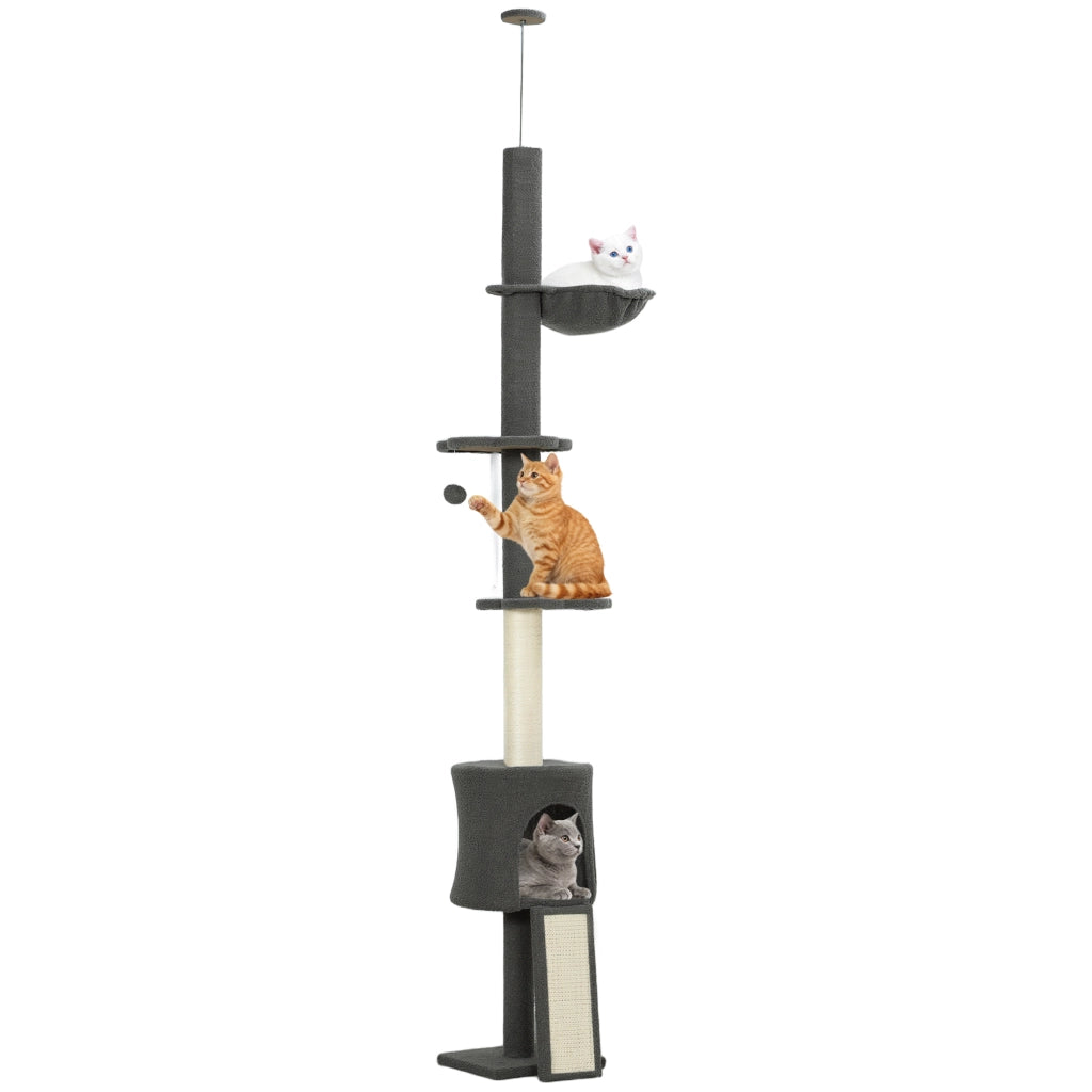 Albero gatto con amaca e cesta ¨C Minimal ¨C Grigio
