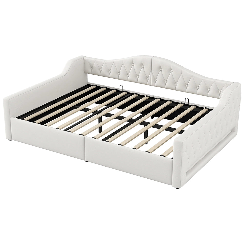 Letto imbottito - Xylo - 140x200cm LED con contenitore, beige