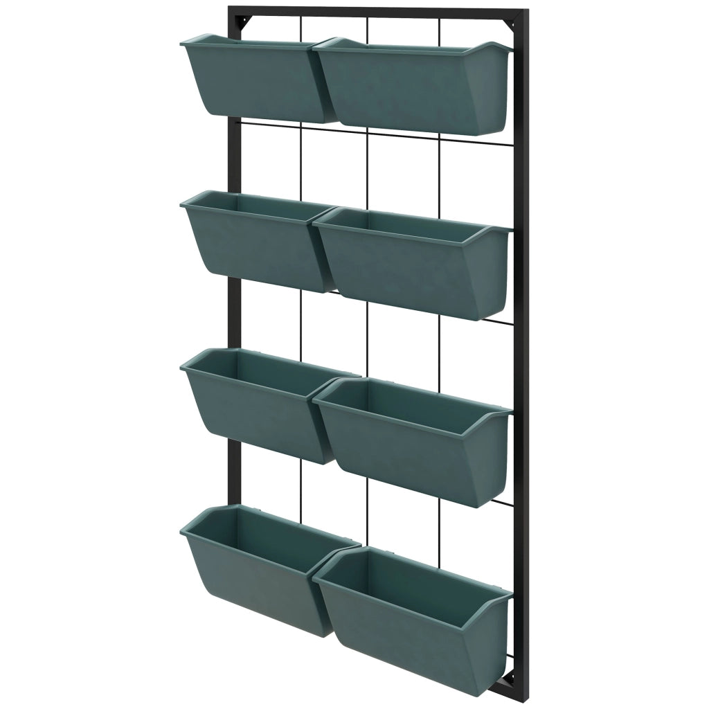 Scala da giardino per piante con 8 vasi impilabili ¨C Minimal ¨C grigio e nero 52.5x14x90 cm