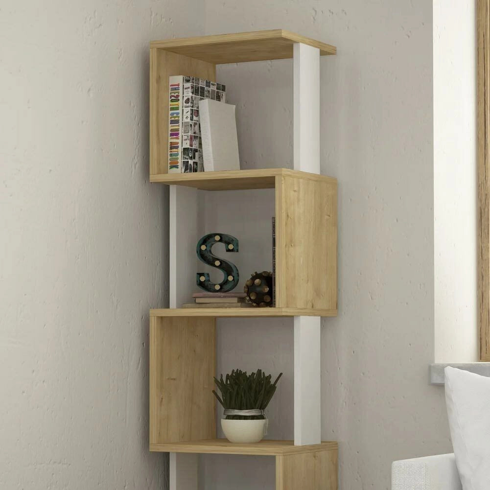 Libreria Design Moderna Scaffale Modulare 5 Ripiani 161x35x30cm Ufficio Quercia