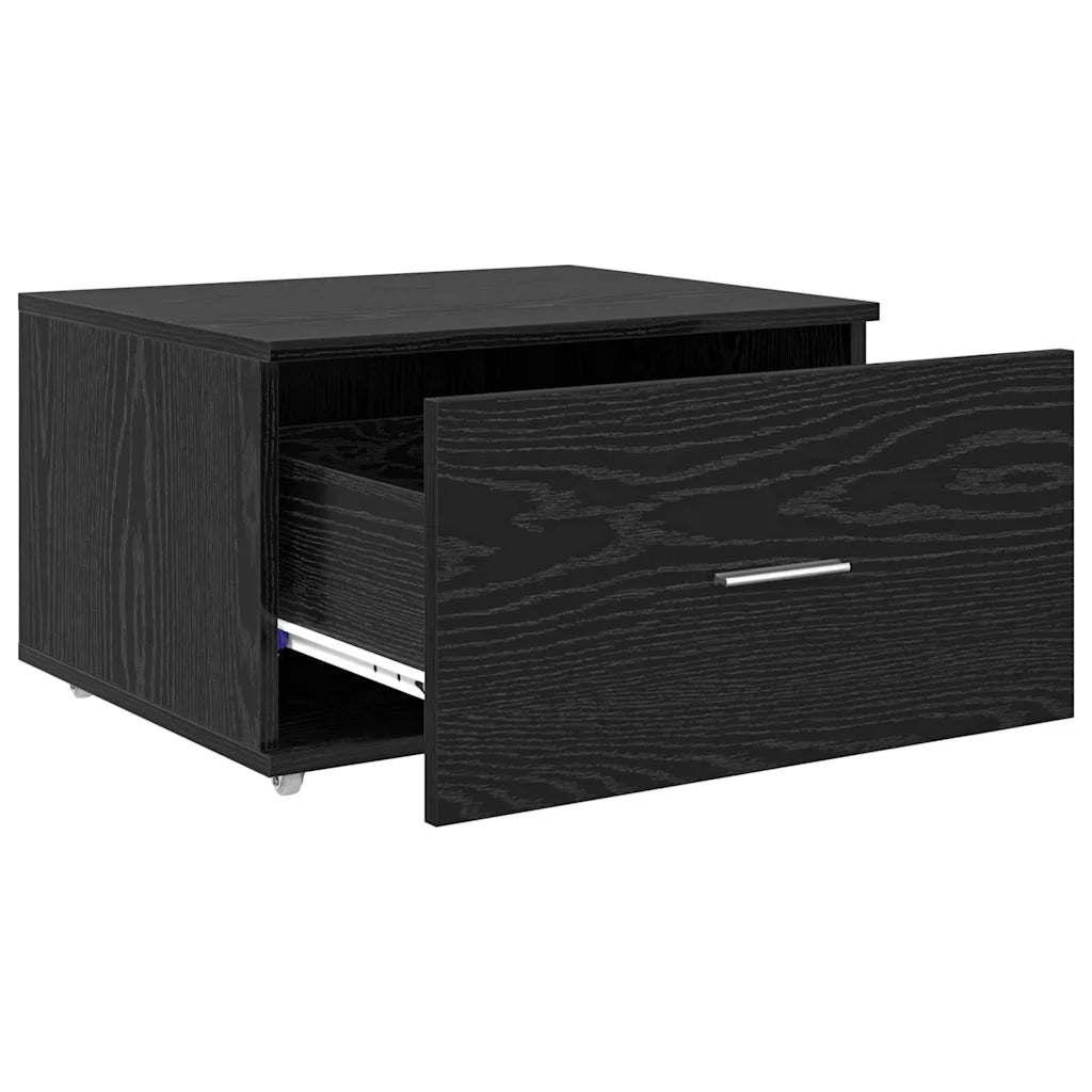 Mobile con Cassetti con ruota Rovere Nero 55 x 45 x 31 cm 869307