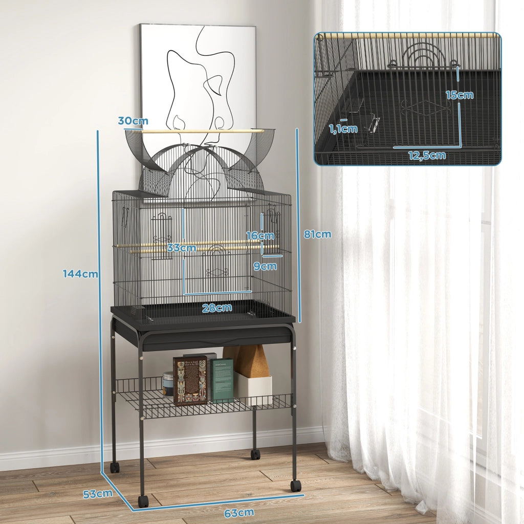 Gabbia per uccelli mobile ¨C Minimal ¨C nera, metallo, 50x30x40 cm