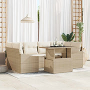 Set Divano da Giardino 7 pcs Beige e Crema polyrattan 3348937