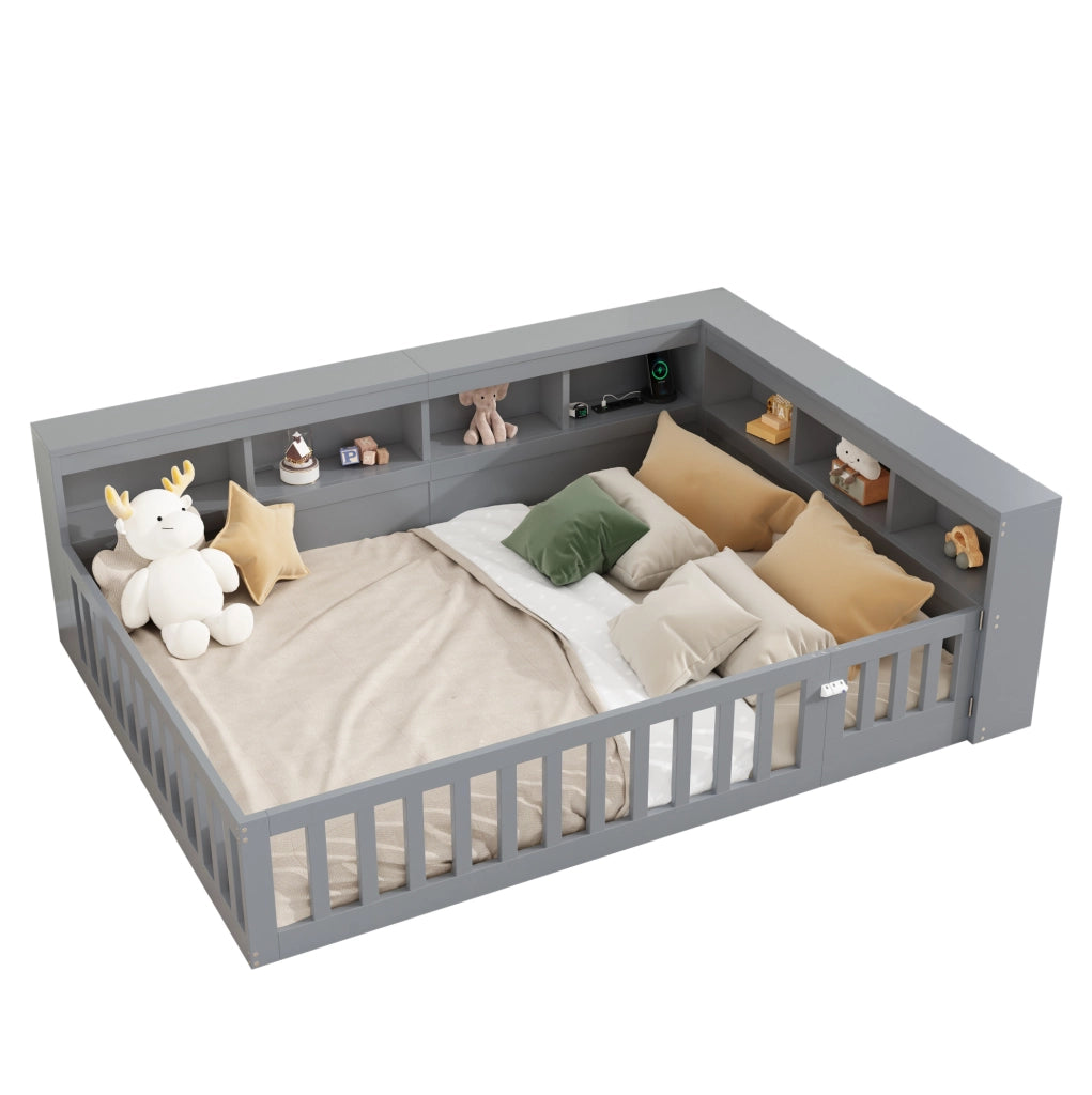 Daybed 140x200 cm con vano laterale, rete a doghe e presa USB