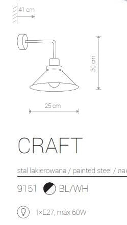 Applique Nowodvorski Craft 9151 nera metallo E27 industriale