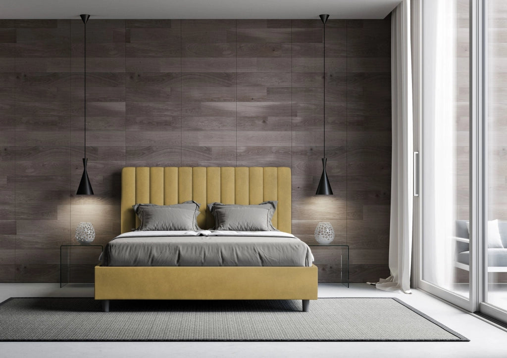 ityhome Letto matrimoniale king size con rete imbottito 170x200 microfibra tè verde Agueda