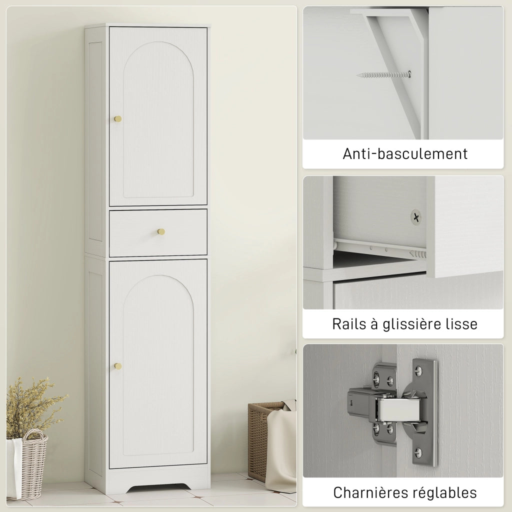 Colonna bagno alta con ante cassetto e ripiani regolabili ¨C Xylo ¨C Bianco 40x29,5x170cm