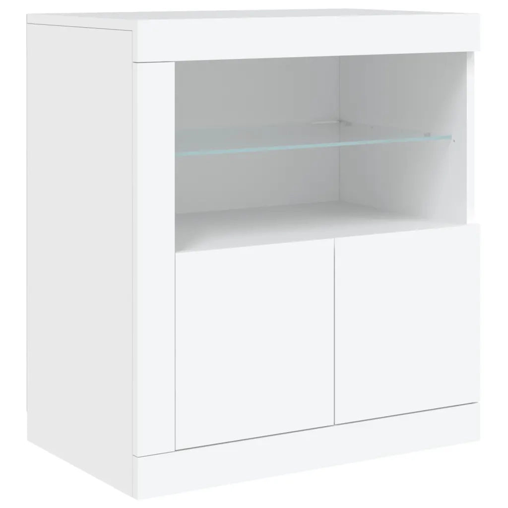 Credenza con Luci -Buffet-Armadio da cucina Bianca 60,5x37x67 cm