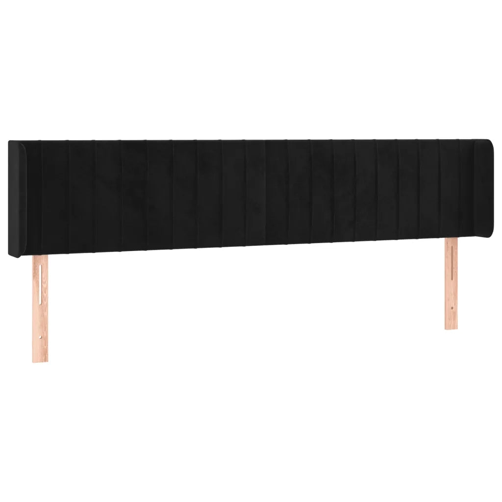 Testiera ad Orecchio-Testata con Orecchie Nera 203x16x78/88 cm in Velluto 724191