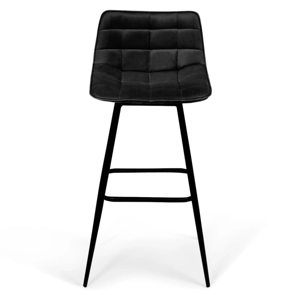 IDMarket - Set di 6 sgabelli da bar MADY in velluto nero