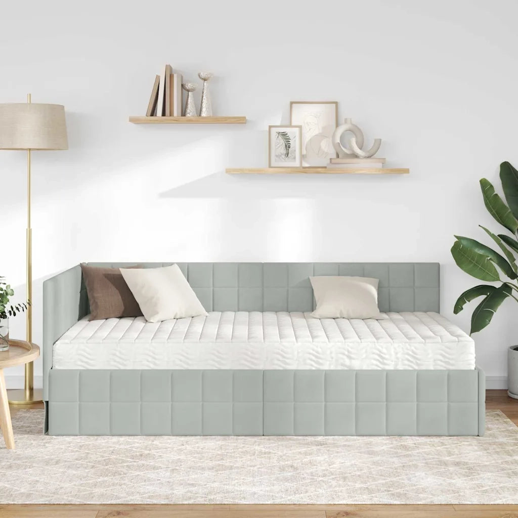 Struttura Letto Angolare con Materasso 2 pcs Grigio chiaro