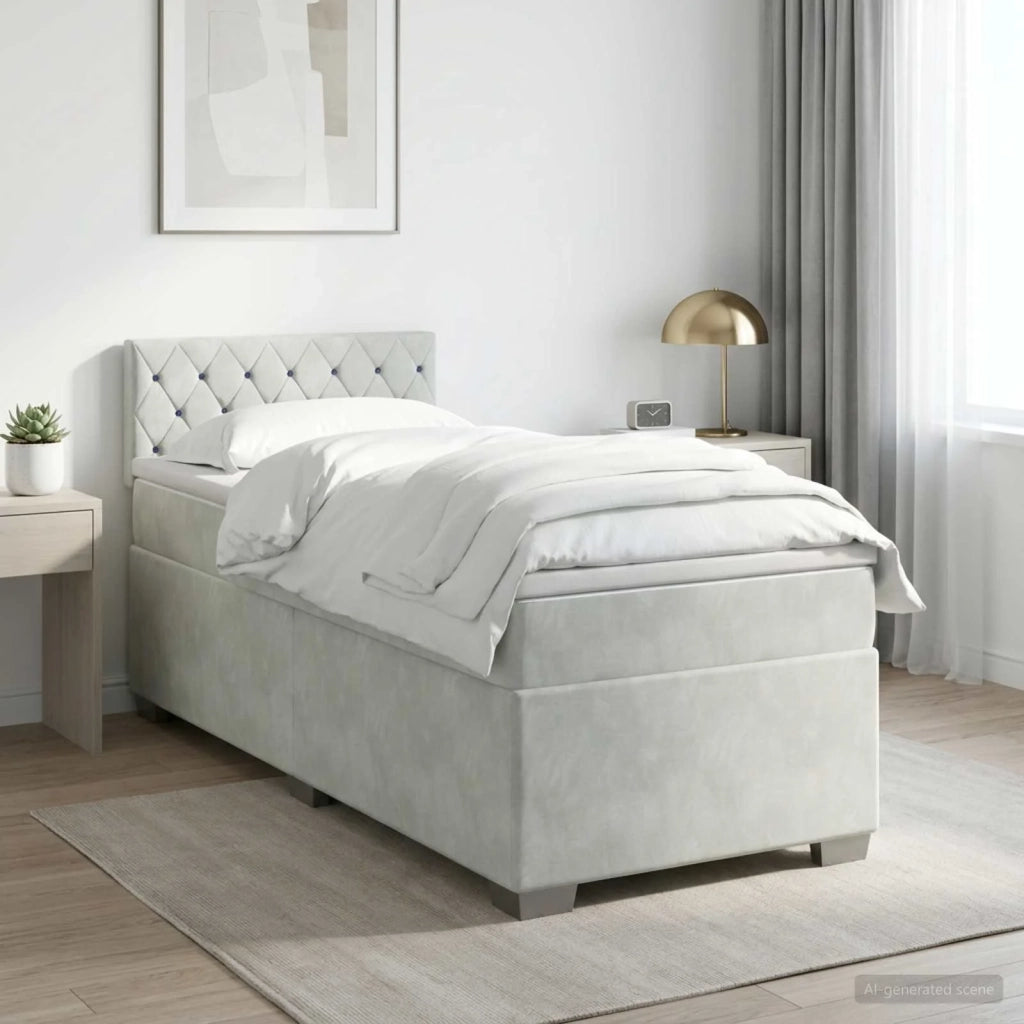 Letto box spring con materasso Grigio Chiaro 90 x 190 cm 3450794